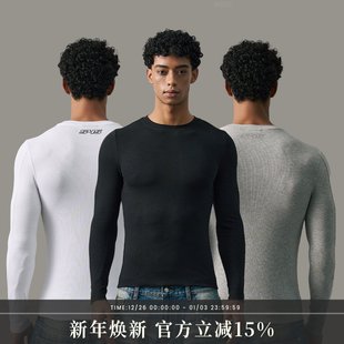 基础螺纹圆领紧身弹力运动健身休闲长t恤 本 s45亲肤打底衫 2.0版