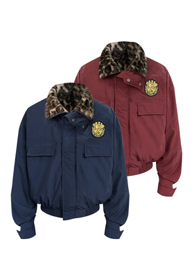 s45三防立领重磅美式复古座山雕夹克加绒加厚豹纹棉服秋冬外套