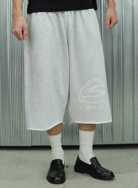 s45 基础重磅毛圈七分裤字母印花宽松多色散边松弛慵懒感短裤男女