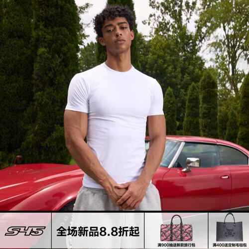 S45纯色紧身弹力小领口运动短袖