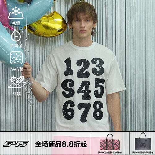 S45波点数字宽松短袖棉T恤