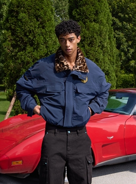 s45三防立领重磅美式复古座山雕夹克豹纹外套【下单请去老链接】