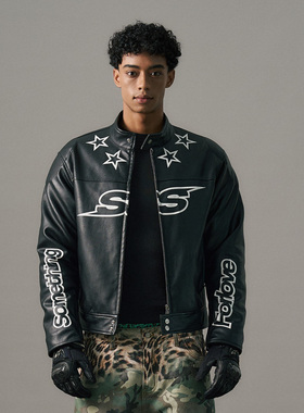 s45 黑色机车皮衣 立领PU皮夹克 街头防风外套质感