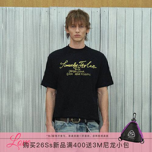 S45手写标语短袖T恤宽松印花