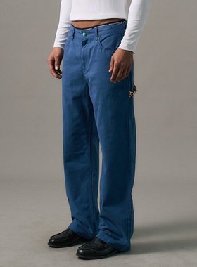 s45 豹纹法工裤秋季美式宽松休闲长裤复古工装裤男士