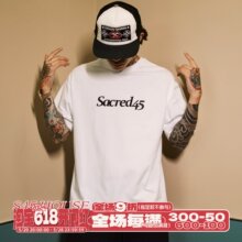 S45夏季2024新款黑白基础logo印花圆领t恤男宽松休闲纯棉情侣短袖