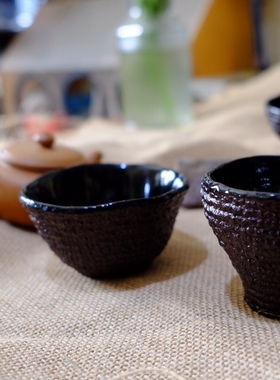 髹缮斋原创设计绳胎茶杯大漆绳艺脱胎漆碗