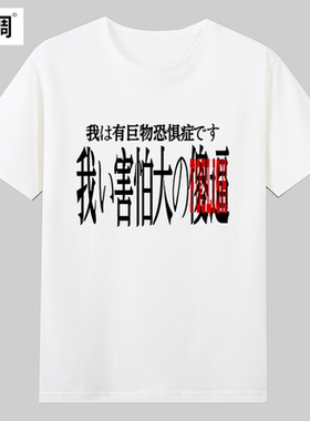 FOOLISH我有巨物恐惧症恶搞标语宽松圆领短袖t恤男女上衣美式潮