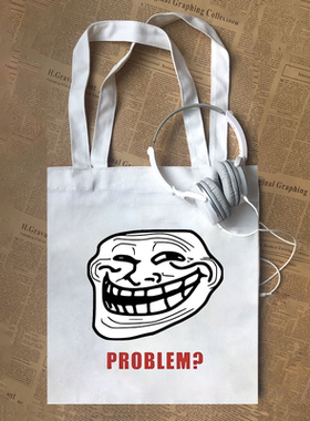 TROLLFACE MEME鬼脸表情包搞怪帆布包定制