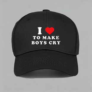boys make cry有趣味创意英文棒球帽鸭舌帽子防晒男 LOVE