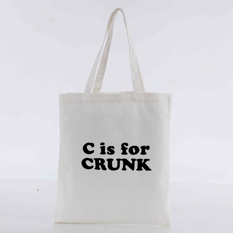 C is for CRUNK 趣味英文潮小众嘻哈音乐纯棉帆布包图片