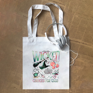 魔法坏女巫Wicked电影A妹Ariana Grande男女怀旧帆布包定制