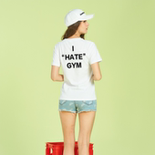 男女运动衫 白 T恤夏季 纯棉半袖 hate gym好久没运动讨厌健身短袖