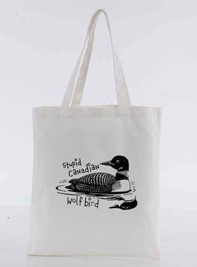 wolf bird stupid Canadian 潮hudsonwilliam巅峰对决同款帆布包