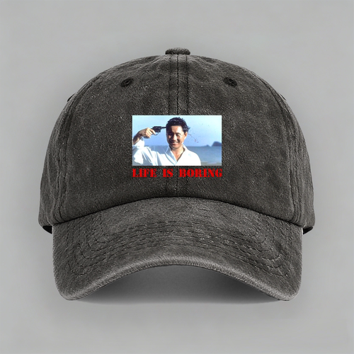 life is boring 北野武奏鸣曲电影丧设计纯棉棒球帽做旧鸭舌帽子