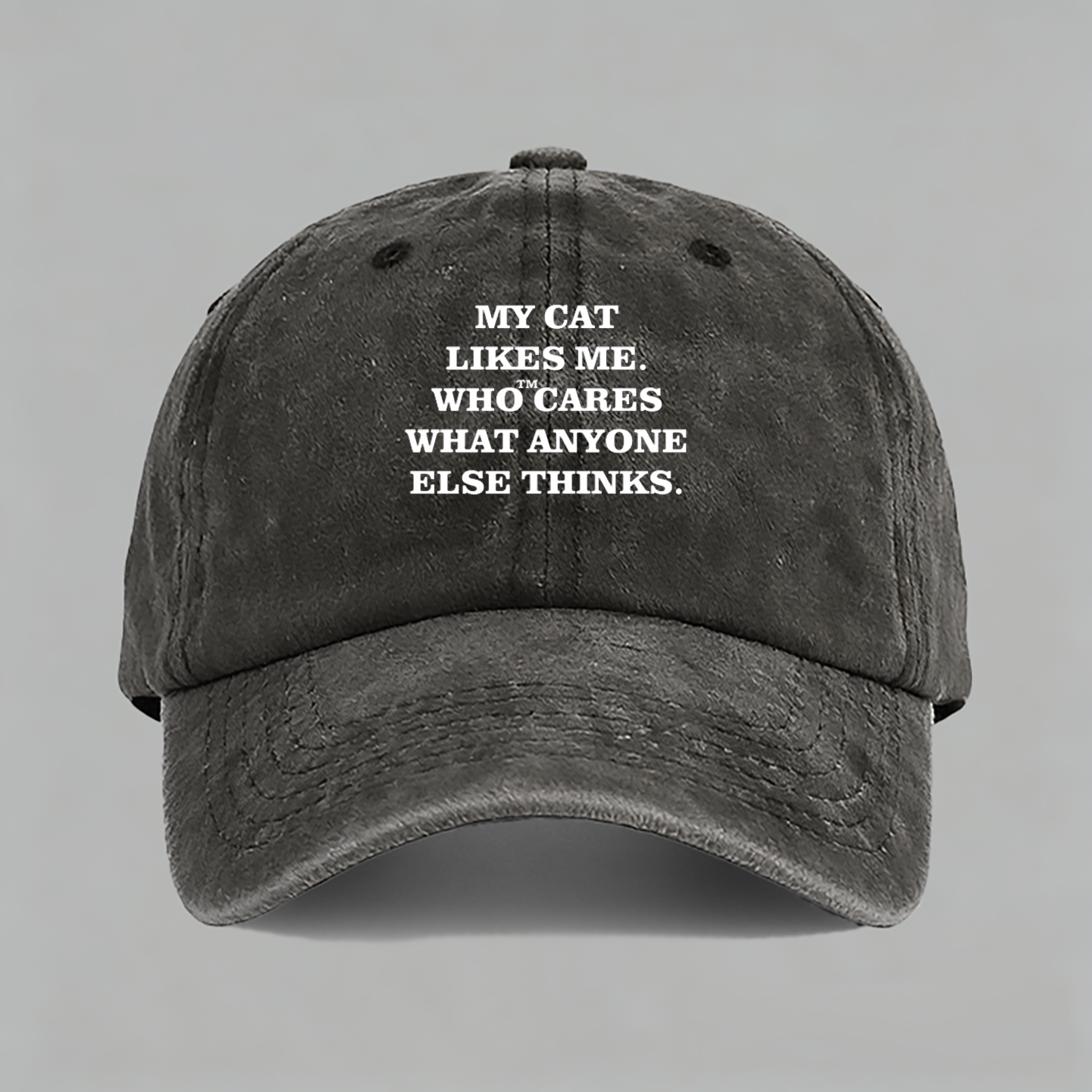 MY CAT LIKES ME who cares猫奴铲屎官字母棒球帽子水洗鸭舌帽