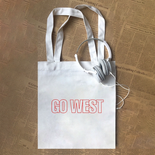 山河故人走西口简约文艺音乐迪斯科帆布包 WEST