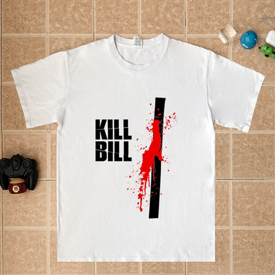 Kill Bill 怀旧电影杀死比昆汀大逃杀创意黄色宽松衣服纯棉短袖