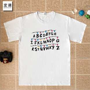 t恤衣服半袖 ABCD26个英文字母Stranger Things怪奇物语高质量短袖