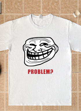 TROLLFACE MEME鬼脸表情包搞怪短袖T恤男女童宽松上衣服体恤潮