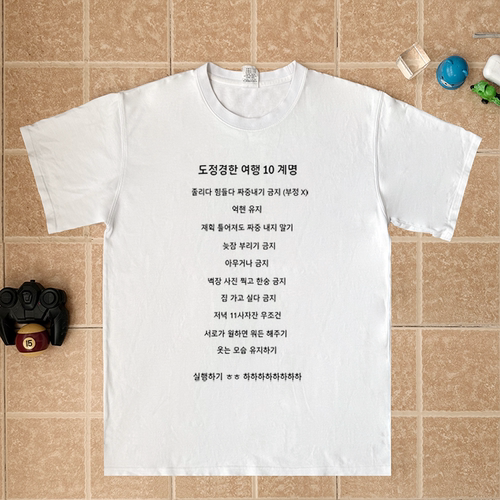 seventeen尹净汉李硕珉同款旅行十戒短袖T恤纯棉情侣搞笑公约衣服