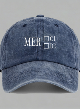 merci merde法式问候语国粹法语梗搞笑印花棒球帽做旧鸭舌帽子