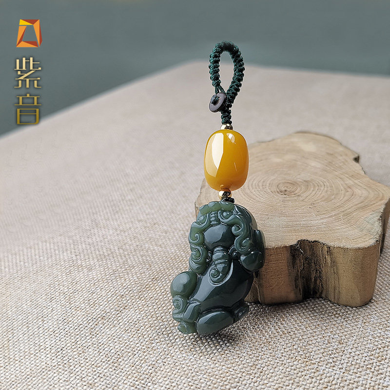 白玉貔貅古典钥匙链挂饰平安扣