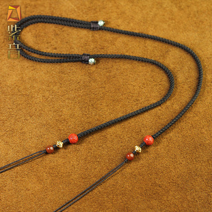 天珠吊坠挂绳横穿男女款手工编织可穿珠半成品材料包锁骨项链绳子