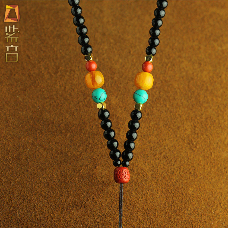 天珠吊坠挂绳男女翡翠蜜蜡松石挂脖手工编织项链绳子半成品可穿珠