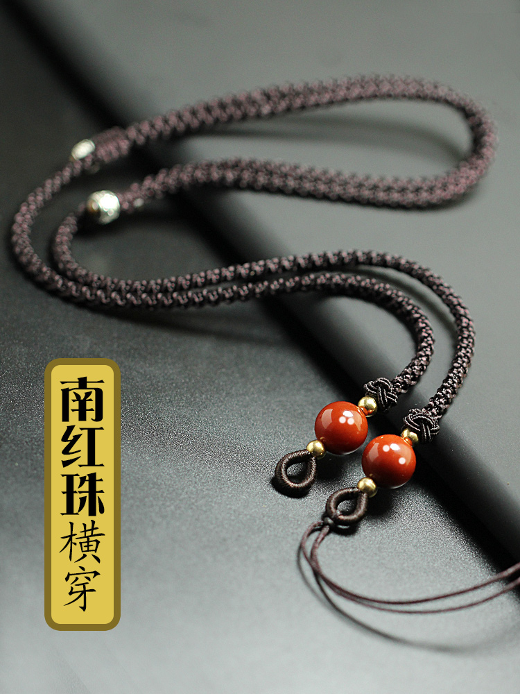 天珠挂绳横穿男女款手工编织蜜蜡绿松石翡翠貔貅吊坠锁骨项链绳子