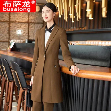 2024大码风衣中长款气质上衣外套女正装职业ol西装套装女酒店空姐