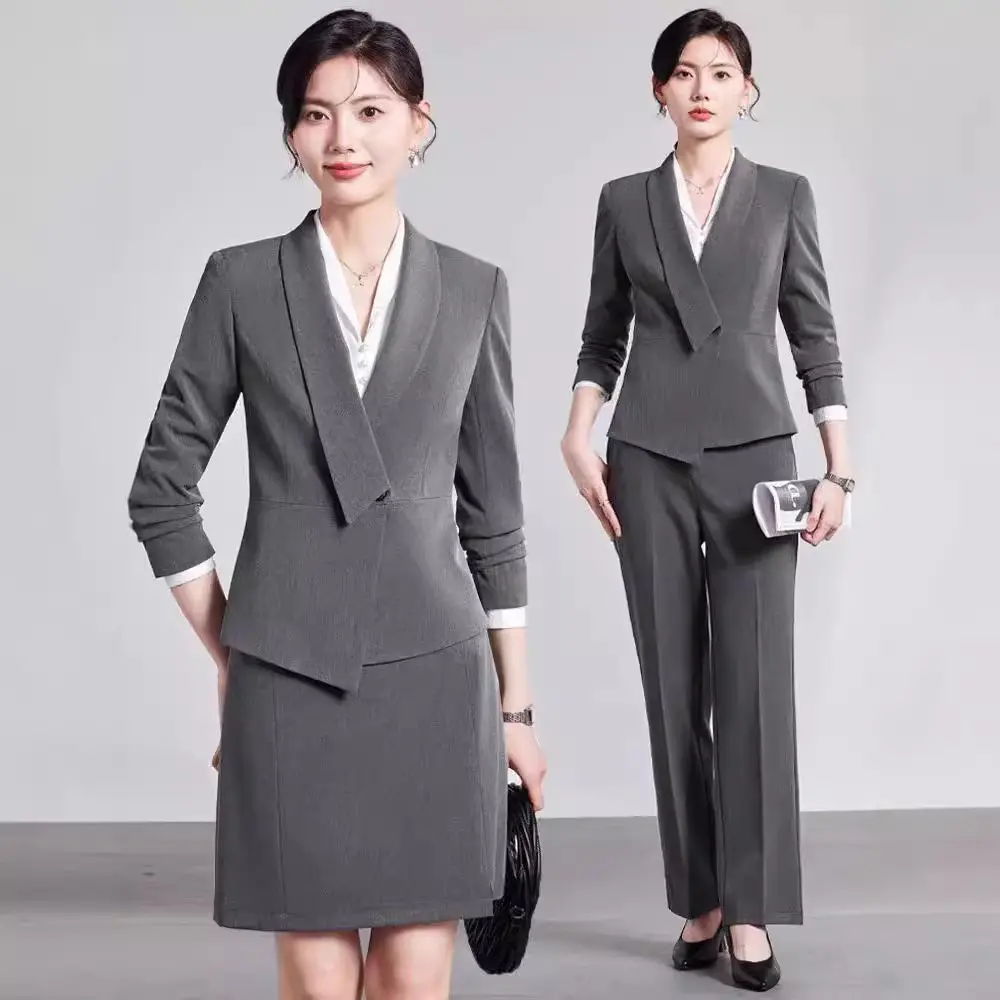 职场商务正装女秋冬高端职业西装套装秘书前台接待工作服气质西服