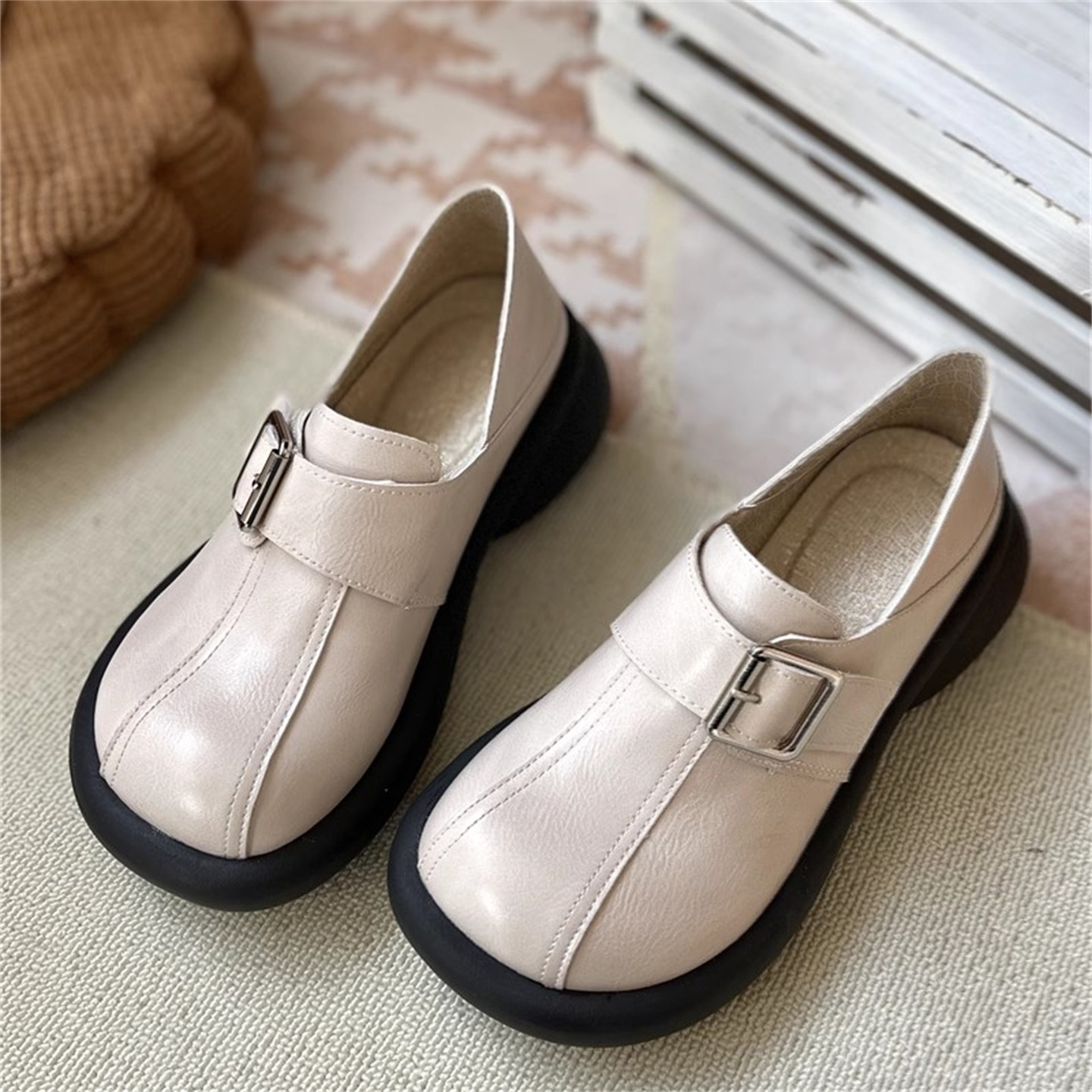 小皮鞋厚底松糕鞋增高大头鞋2025新款单鞋女可爱JK丑萌乐福鞋学院,女鞋,松糕（摇摇）鞋,淘宝优惠券,粉丝福利购,淘宝优惠卷