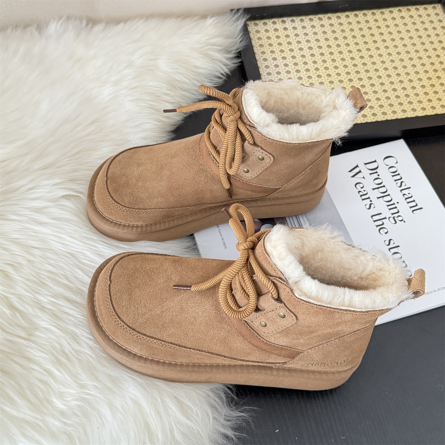 内里全羊毛！女款雪地靴真皮2025冬季新款大头鞋百搭牛皮东北棉靴,女鞋,时尚雪地靴,淘宝优惠券,粉丝福利购,淘宝优惠卷