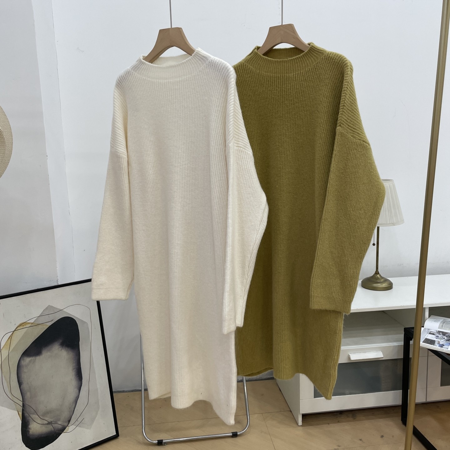 秋冬新款休闲百搭宽松显瘦针织裙子简约连衣裙J#31