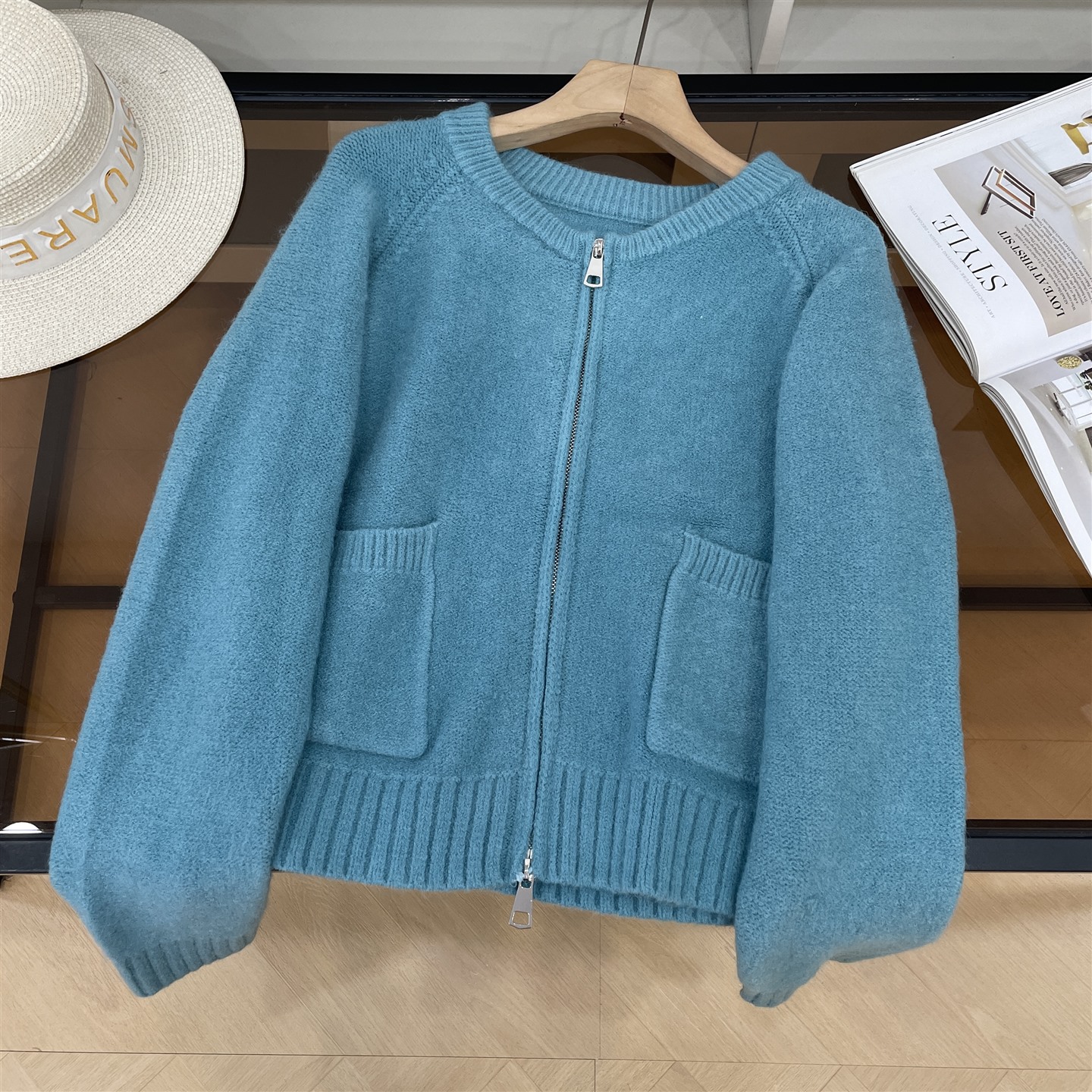 毛衣开衫纯色秋季百搭保暖新款直筒长袖外套女 J#21