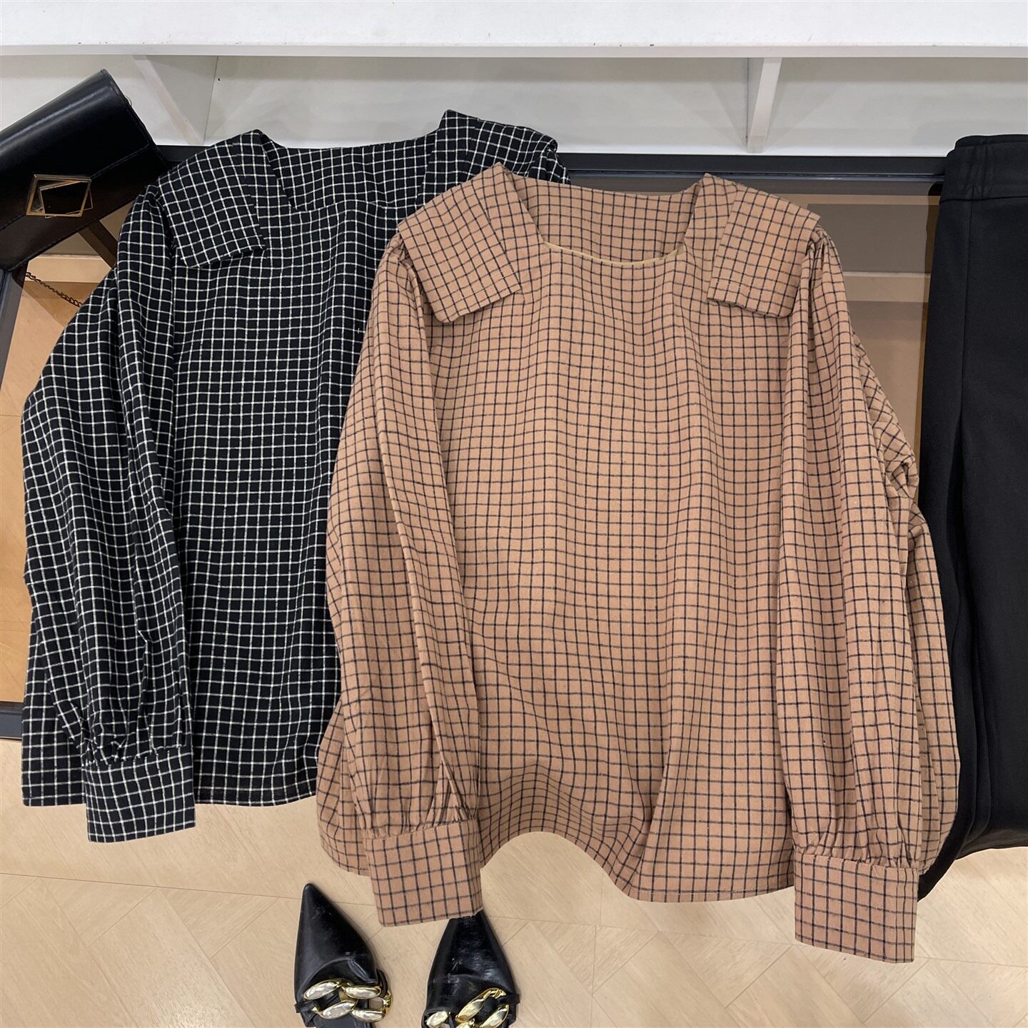 2026年春季新款时尚女装潮流韩版格子加厚衬衫上衣女A#16