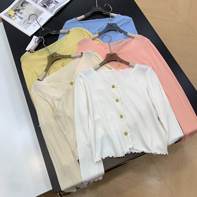 针织衫纯色秋季开衫修身显瘦长袖时尚套头上衣女 J#24