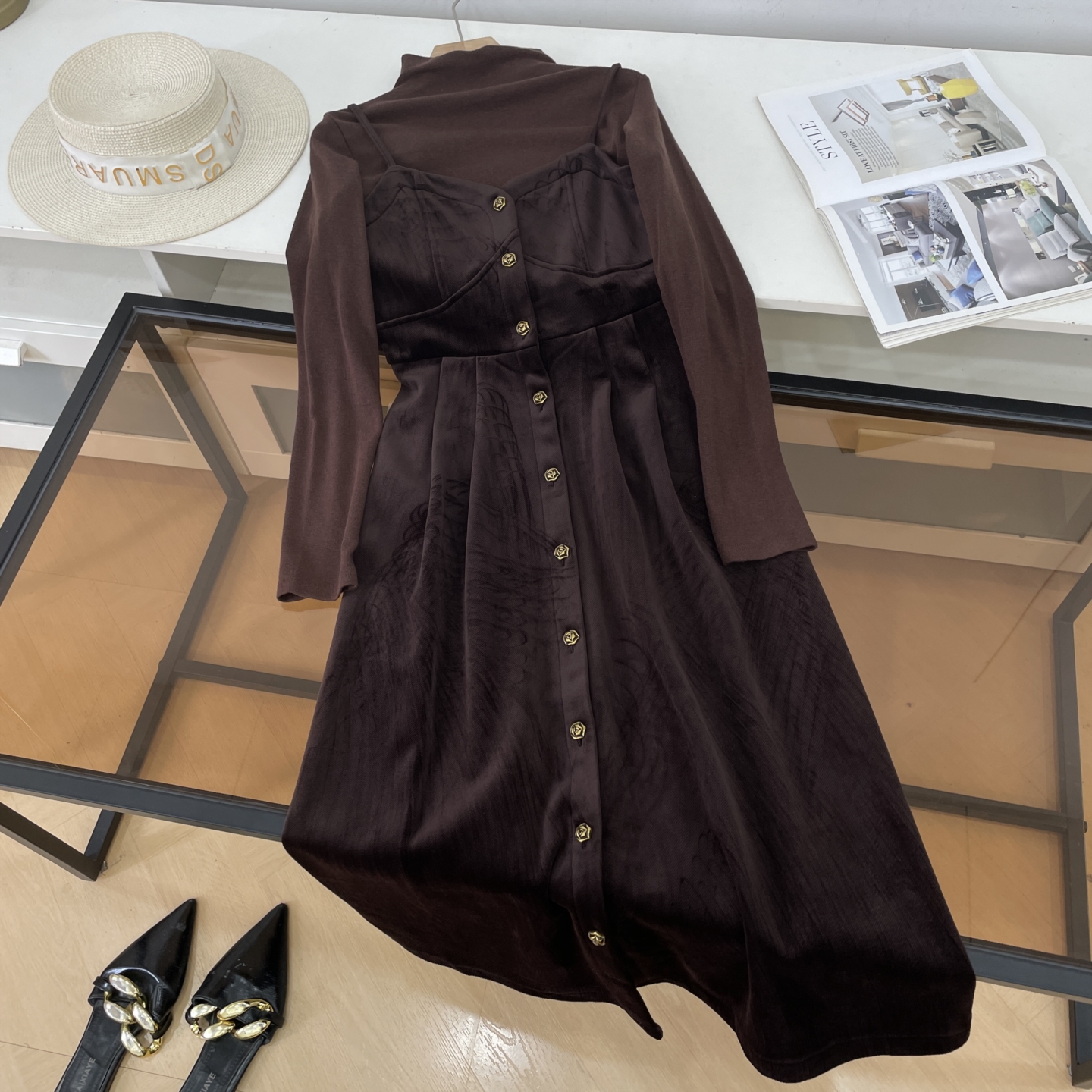 两件套女 秋季新款时尚女装潮流韩版加厚连衣裙两件套j#24