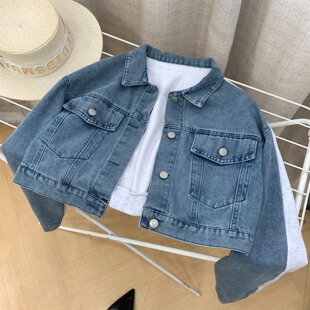 春节发货牛仔外套短款时尚新款拼接小众长袖简约休闲女 J#12