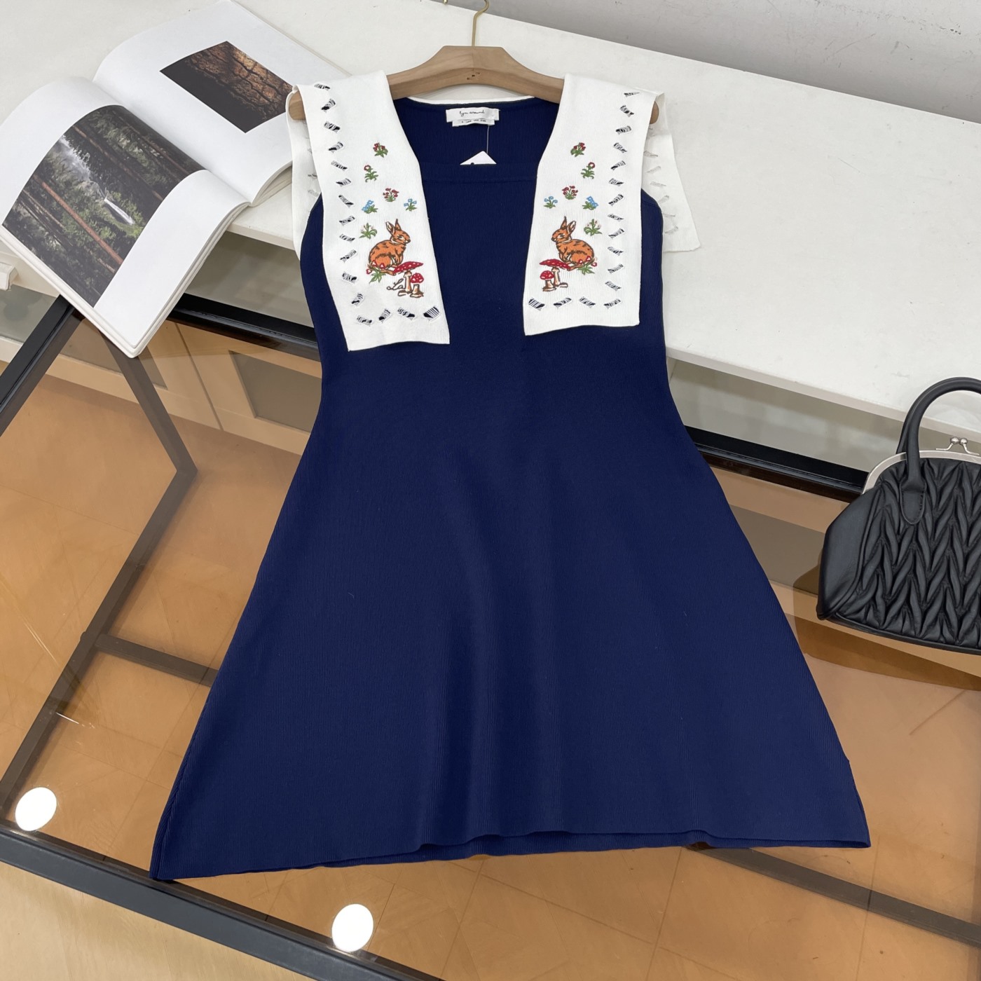 连衣裙圆领时尚修身针织衫小众百搭收腰无袖拼接女 J#12