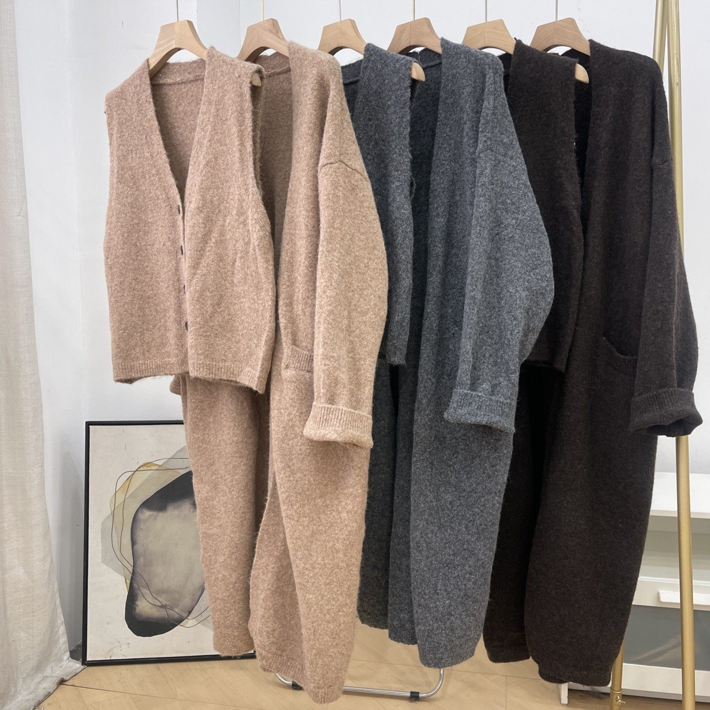 秋冬新款法式慵懒风排扣针织背心+中长款羊绒开衫毛衣两件套K#23,女装/女士精品,时尚套装,淘宝优惠券,粉丝福利购,淘宝优惠卷