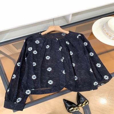 秋季新款时尚百搭休闲宽松显瘦碎花长袖上衣J#26