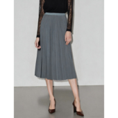 百褶裙中长裙A字青高腰松紧腰时尚 夏季 百搭 恩佳专享