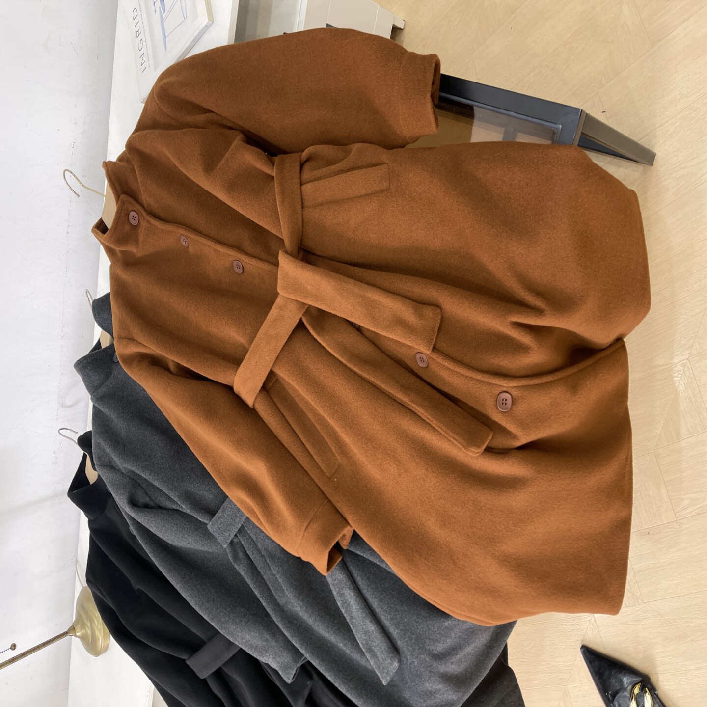 呢子大衣女2026年春季时尚女装长袖长款百搭纯色外套B#8