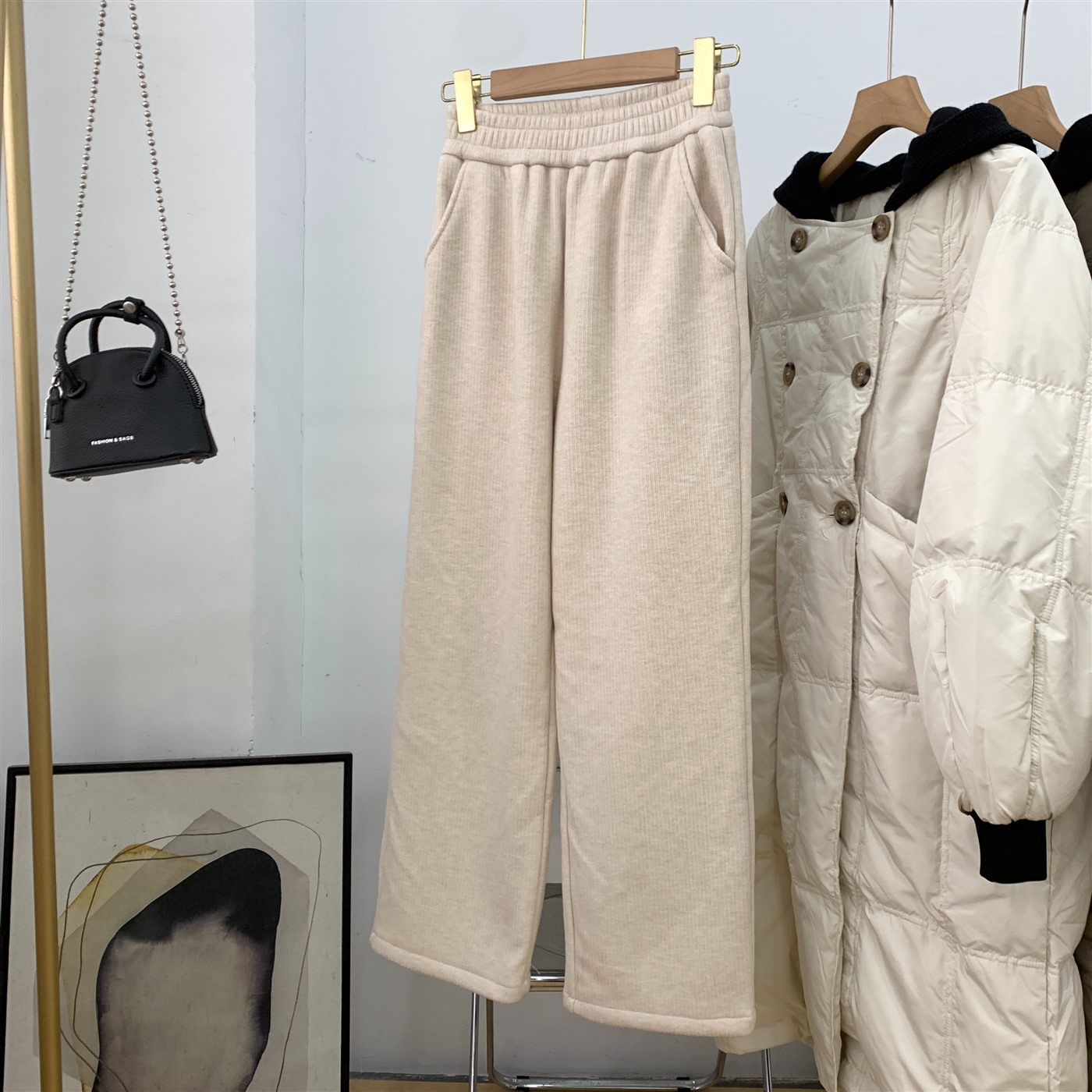 加绒休闲裤直筒百搭时尚冬季通勤显瘦新款女 K#14