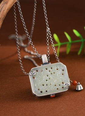 和田玉香囊吊坠女款毛衣链项链坠