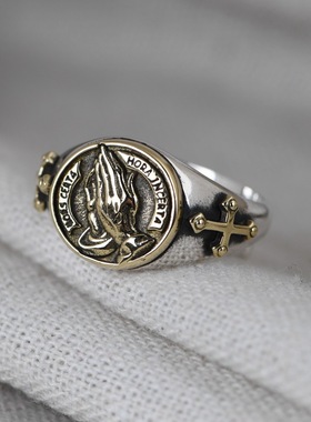 十字架戒指古银铺纯银复古女款