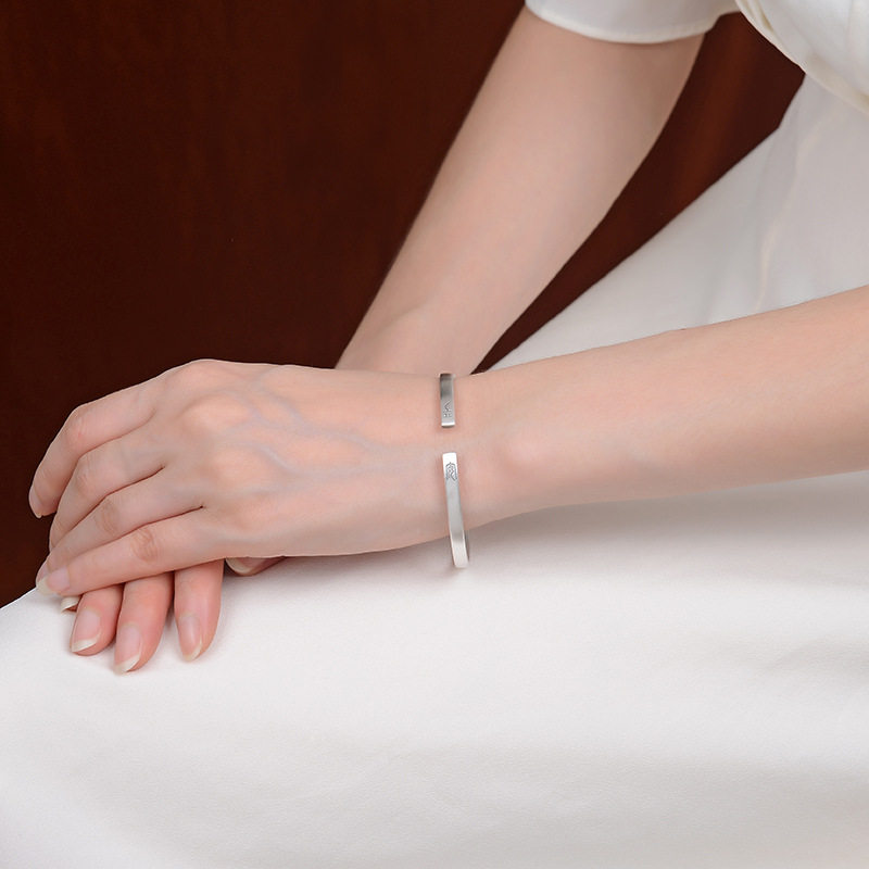 ANCIENT SILVER SHOP S999 PURE SILVER RETRO MATTE OLD-FASHIONED PERSONALITY SAFE AND VERSATILE OPEN MENS AND WOMENS OPEN BRACELET BRACELETS