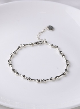 创意手链骨节纯银古银铺复古女款